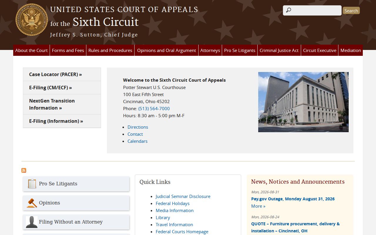 Morgan County case search Sixth Circuit Court of Appeals information