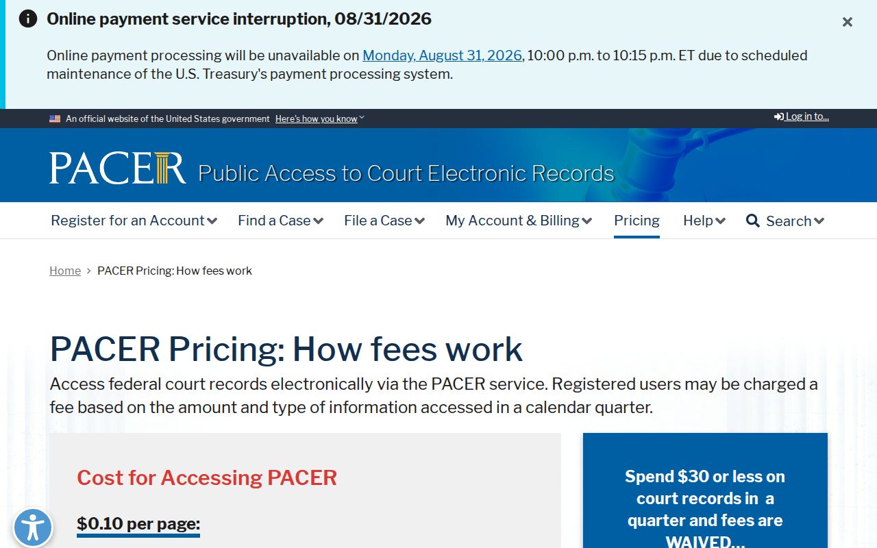Morgan County case search PACER pricing and docket access information