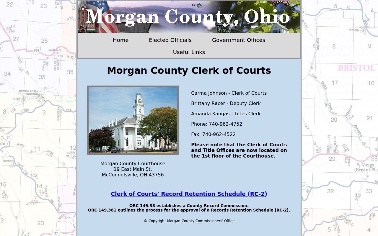 Morgan County Chesterhill village court docket Clerk of Courts contact page