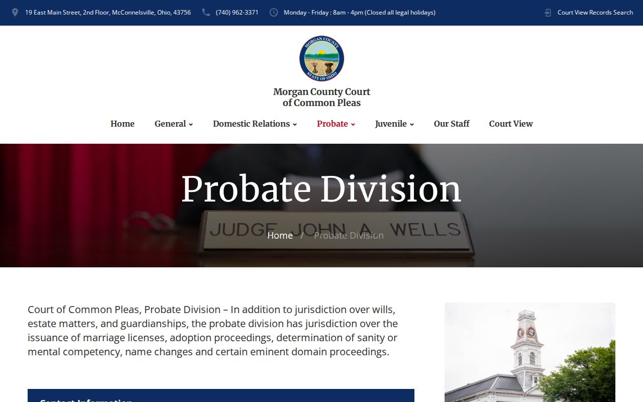 Morgan County civil docket Probate Division information