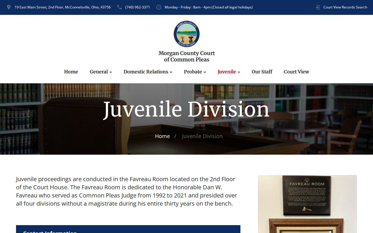 Morgan County court records Juvenile Division and Favreau Room information