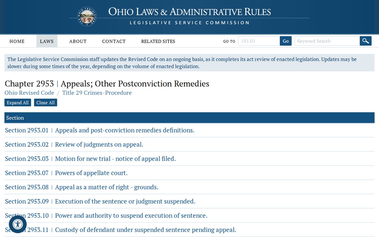 Morgan County court records Ohio sealing and expungement law reference