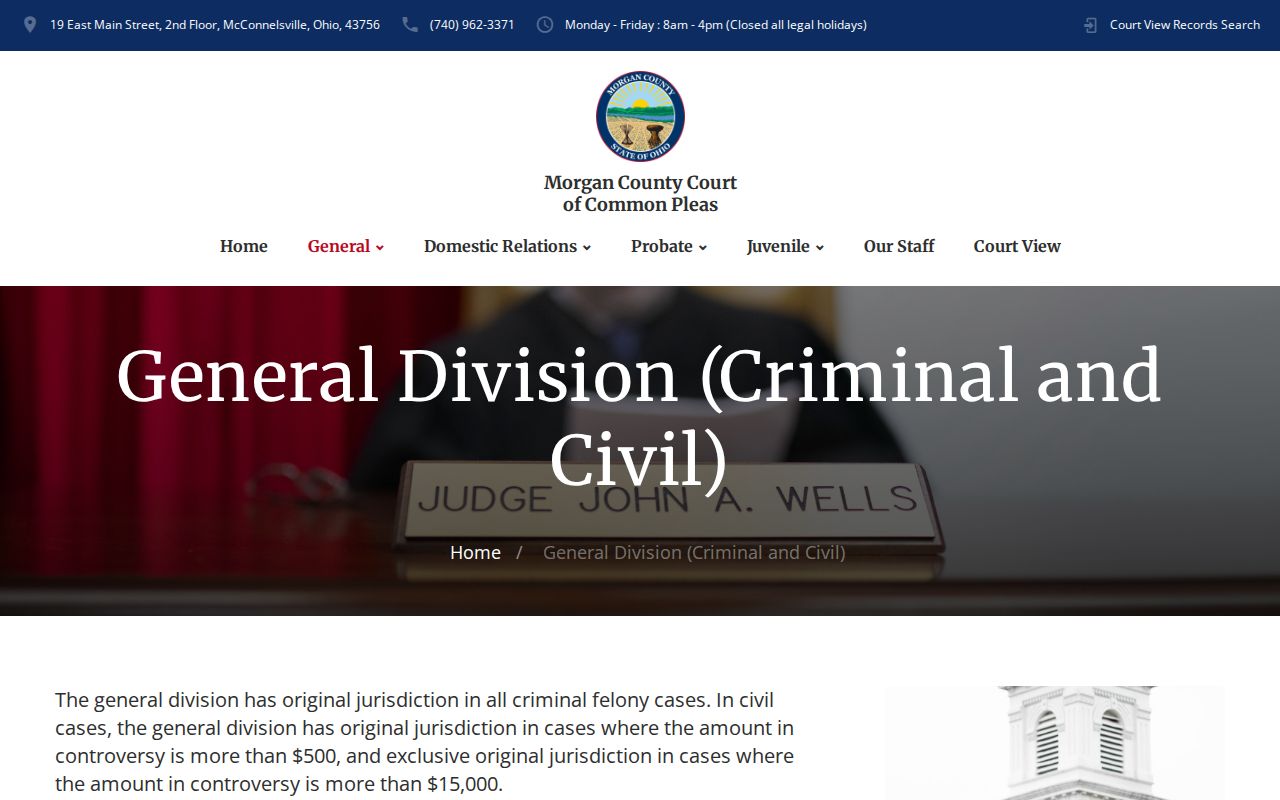 Morgan County criminal docket General Division court information