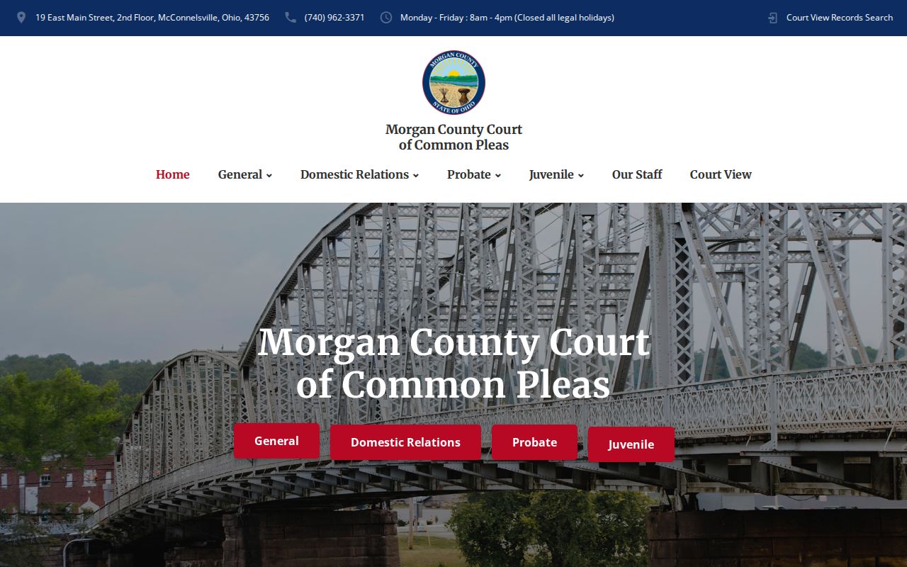 Morgan County court docket Court of Common Pleas divisions and CourtView navigation