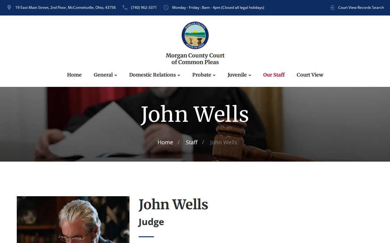 Morgan County court docket Common Pleas judge and four divisions