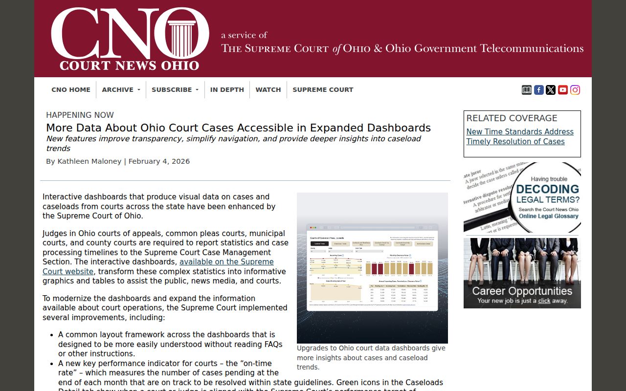 Morgan County court docket Ohio court dashboard update